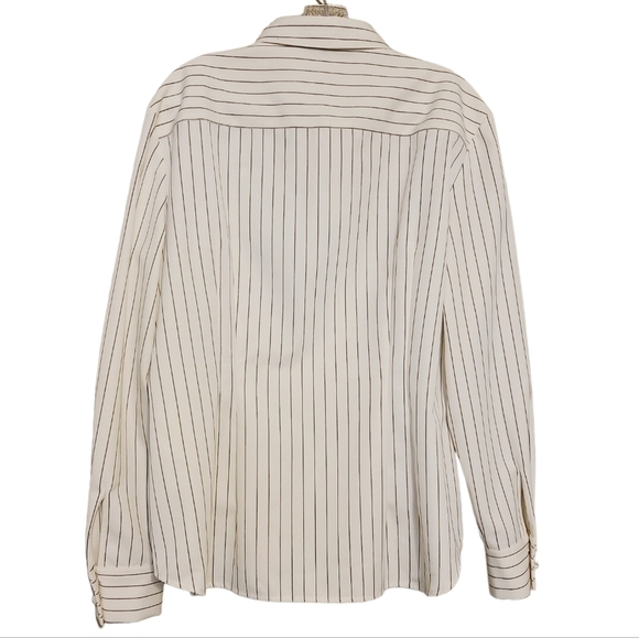 Sara Battaglia | Women's Classic White & Black Striped Skirt Suit (Size Large) - Picture 8 of 16